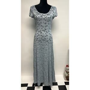 Vintage Fairycore 90s Whimsigoth Large Light Blue Lace Cottage Boho Maxi Dress